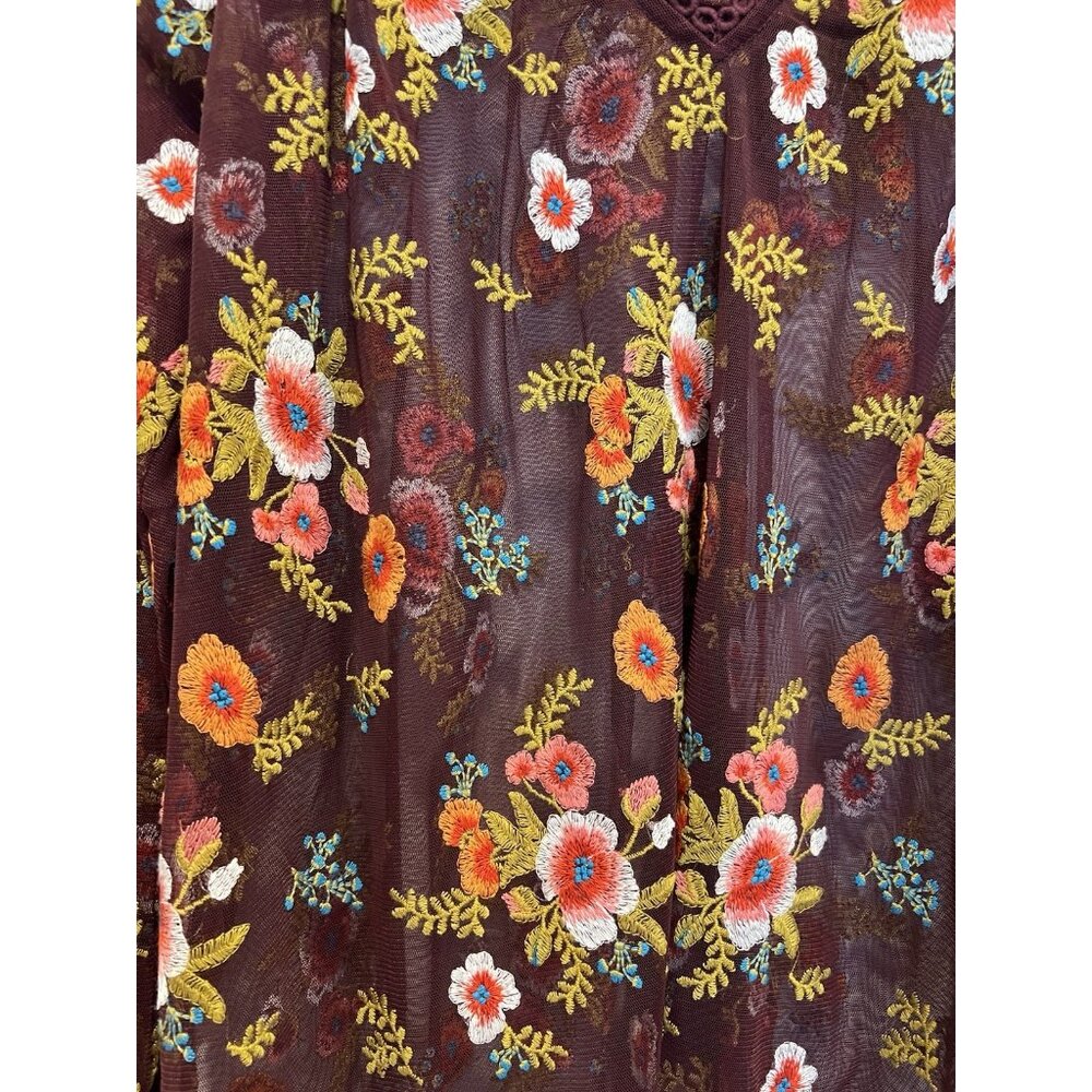 Anthropologie Feather Bone Top XS Size Ruffled Giralda Blouse Embroidery Floral - Picture 12 of 13